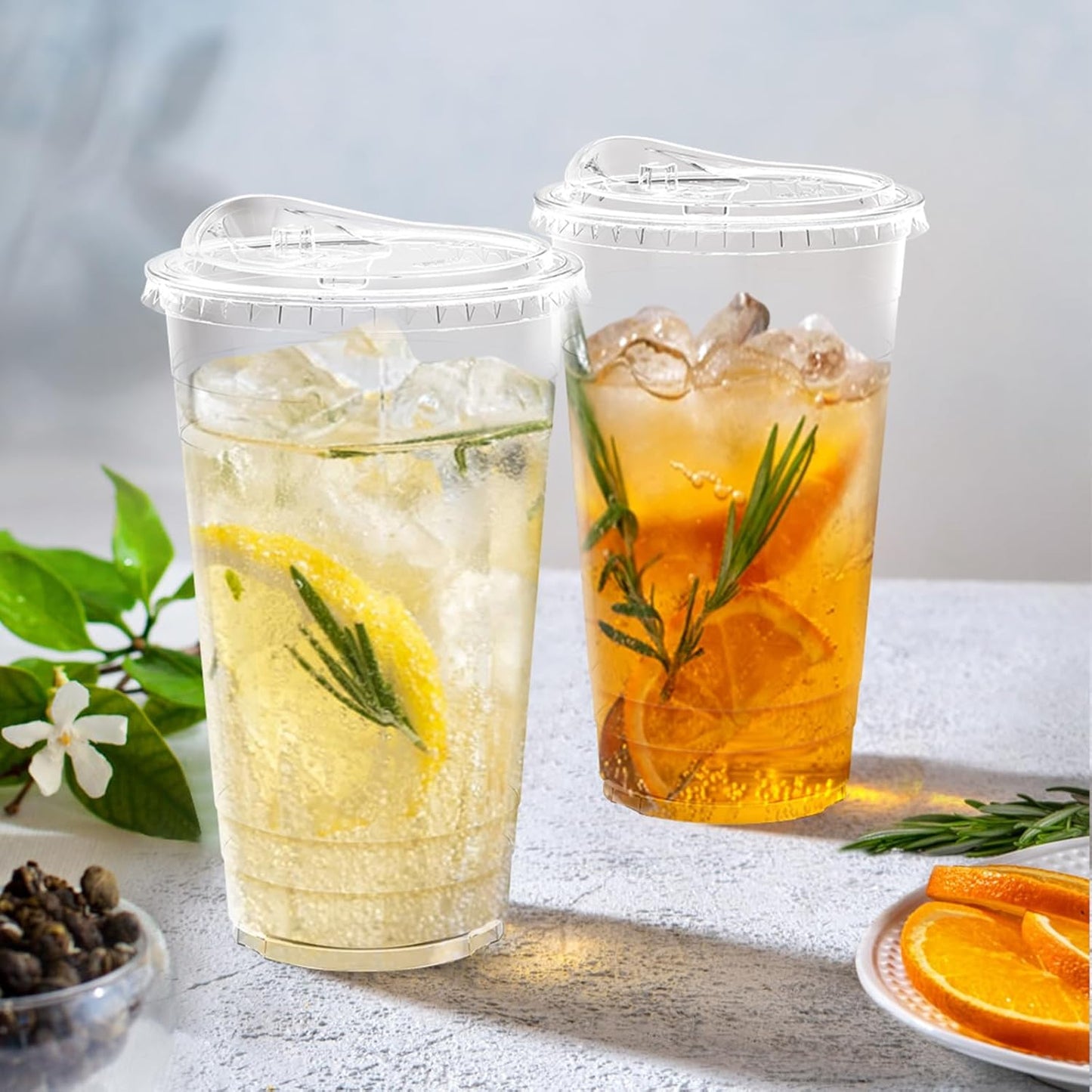 Dealusy 100 Pack - 16 oz Clear Plastic Cups with Lids, Sturdy & Food Safe Iced Coffee Cups with lids, Disposable Plastic Smoothie Cups for Cold Drinks, Sip Lids