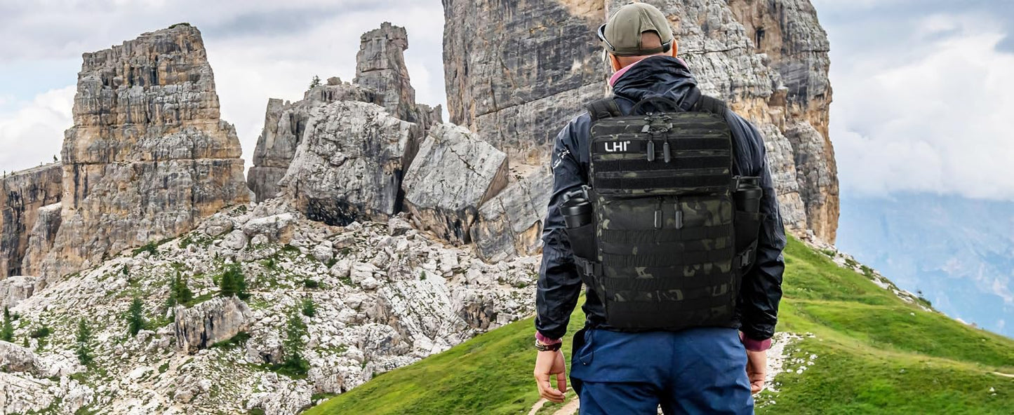 LHI Military Tactical Backpack for Men and Women 45L Army 3 Days Assault Pack Bag Large Rucksack with Molle System - Black - Colors A