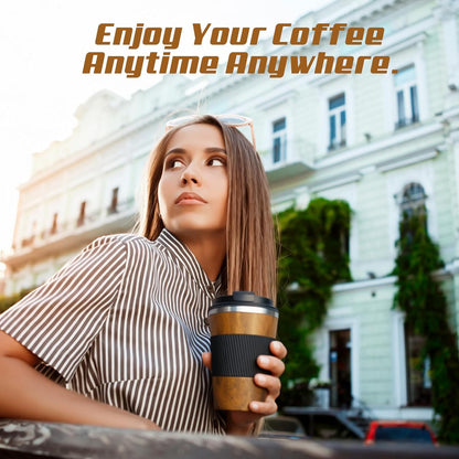 SPLMIFA Vacuum-Insulated Stainless Steel Travel Coffee Mug, Leak-Proof Reusable Coffee Cup with Lid - Keep Hot & Cold Drinks for Hours, Durable Insulated Tumbler for Men & Women(3rd-Black, 12OZ)