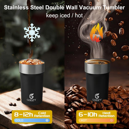 17oz Double Wall Stainless Steel Vacuum Insulated Travel Mug, Spill-Proof & Leak-Proof Coffee Mug, BPA-Free Reusable Coffee Cup for Hot & Cold Drinks, Black (Black)