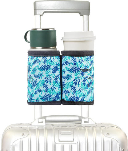 riemot Luggage Travel Cup Holder Free Hand Drink Caddy - Hold Two Coffee Mugs - Fits Roll on Most Suitcase Handles - Gifts for Flight Attendants &Frequent Travelers Accessories Black