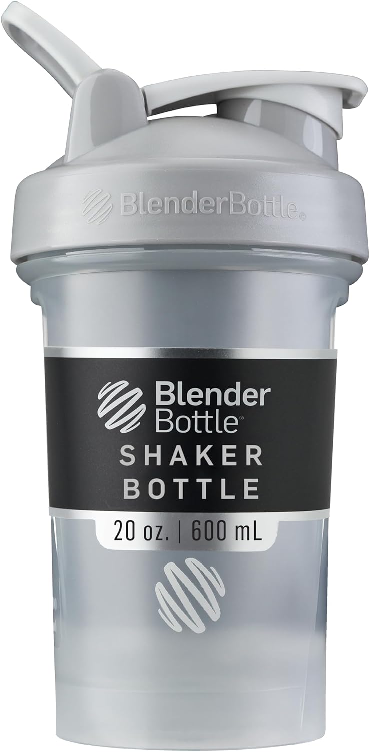 BlenderBottle Classic V2 Shaker Bottle Perfect for Protein Shakes and Pre Workout, 20-Ounce, Clear/Black