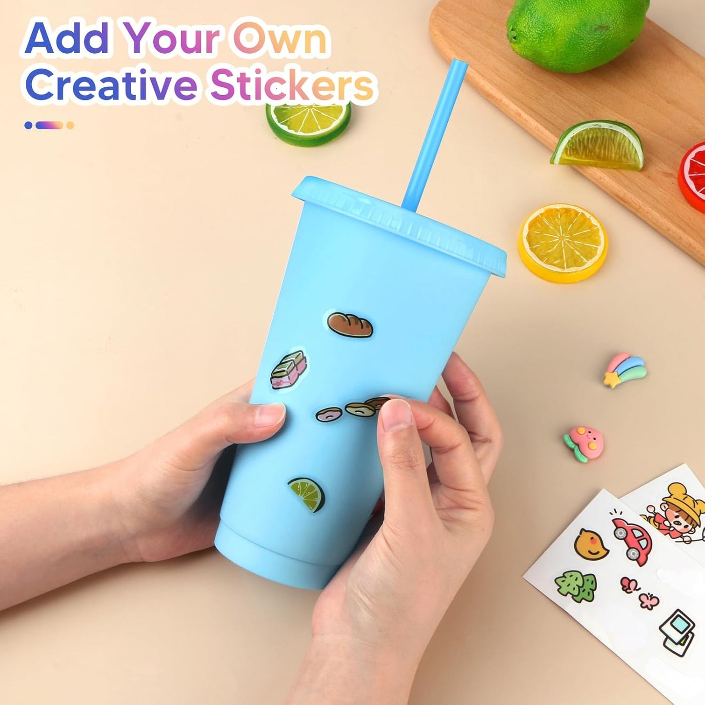 24 Pack Plastic Tumblers with Lids and Straw, Reusable Cups with Lids and Straws Colorful Cups for Cold Drink Iced Coffee, Plastic Tumbler Bulk for Party Birthday Gifts (24 oz, Stylish Colors)