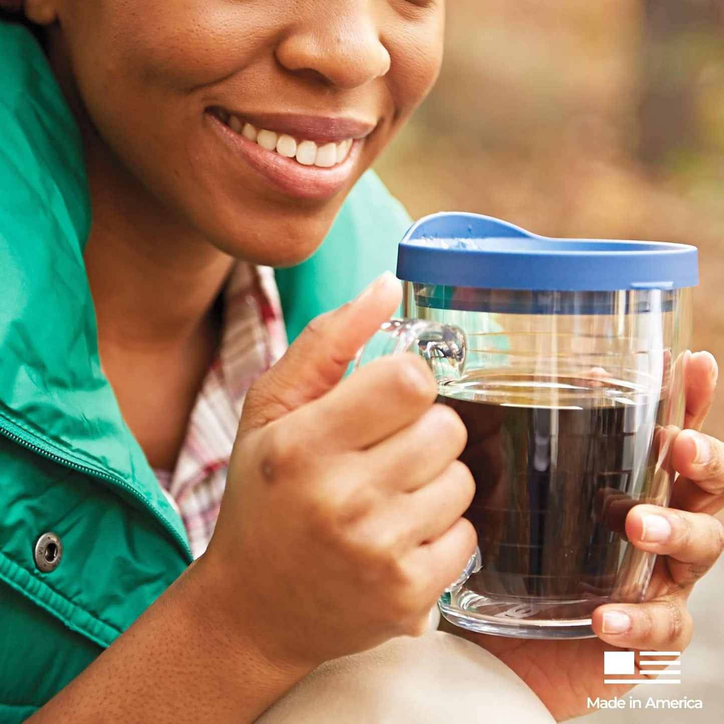 Tervis Clear & Colorful Lidded Made in USA Double Walled Insulated Tumbler Travel Cup Keeps Drinks Cold & Hot, 24oz, Black Lid, 1 Count (Pack of 1)