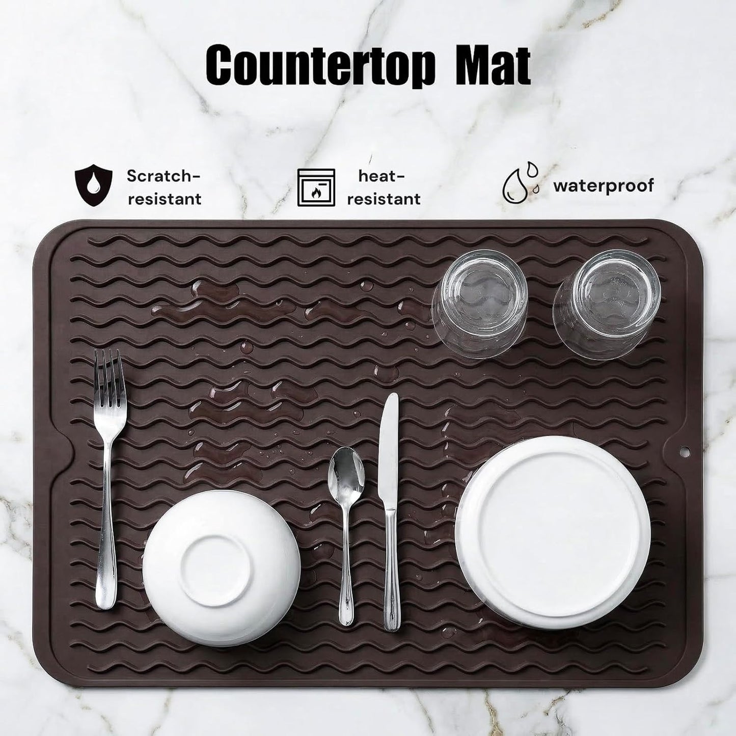 MicoYang Silicone Dish Drying Mat for Multiple Usage,Easy clean,Eco-friendly,Heat-resistant Silicone Mat for Kitchen Counter,Sink,Bar,Bottle,or Cup Green M 17 inches x 6 inches