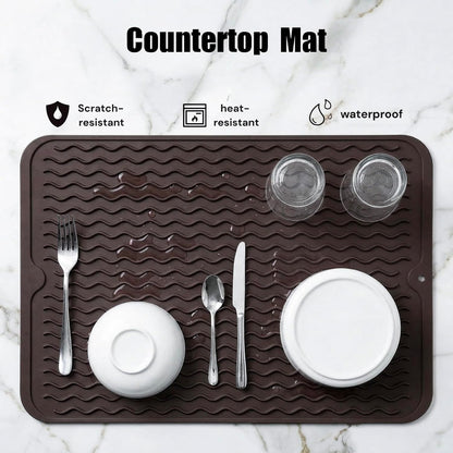 MicoYang Silicone Dish Drying Mat for Multiple Usage,Easy clean,Eco-friendly,Heat-resistant Silicone Mat for Kitchen Counter,Sink,Bar,Bottle,or Cup Green M 17 inches x 6 inches