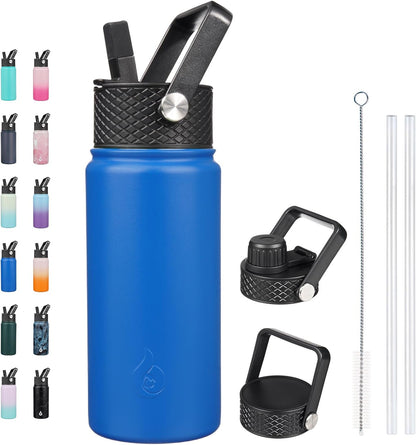 BJPKPK Insulated Water Bottles with Straw Lid, 40oz Stainless Steel Water Bottles with 3 Lids, BPA Free Leakproof Thermo, Tumblers, Cups for Sports, Gym- Midnight - Colors B