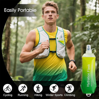 WILDREEDS 500ml Soft Flask, TPU Collapsible Soft Water Bottle for Hydration Pack, Running Vest, Folding Water Bottle for Hiking Cycling Climbing-1Pcs, White