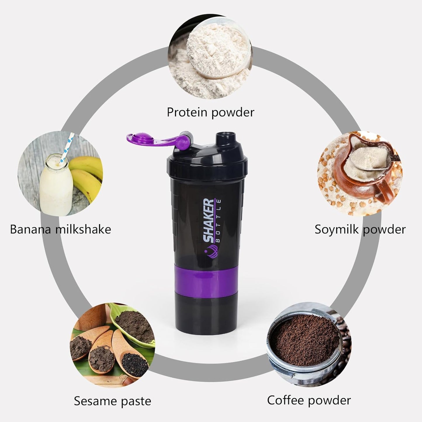 XTK Shaker Bottle 16OZ Protein Shaker Bottles with Mix Ball Sports Water Bottle Leak Proof GYM Cup for Protein Mixes with Powder Storage & Pill Organizer, Ideal for Pre Workout,BPA Free(black)