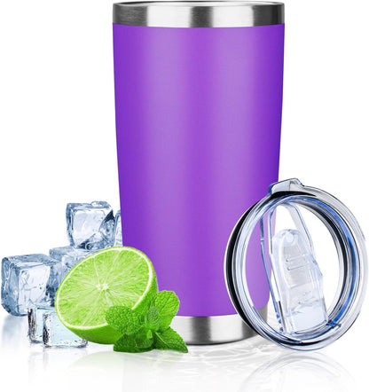 20oz Tumbler with Lid Double Wall Vacuum Insulated Travel Coffee Mug Stainless Steel Thermal Cup Powder Coated Sturdy Coffee Tumbler for Hot and Cold Beverage (Baby blue,1)