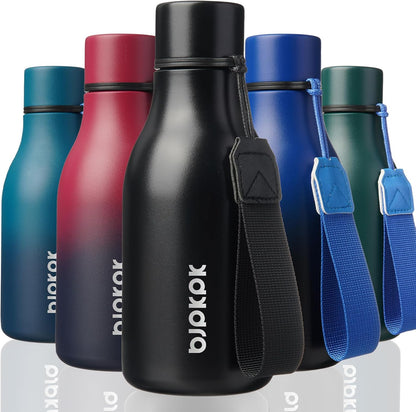 BJPKPK Insulated Water Bottles, 18 oz Stainless Steel Metal Water Bottle with Strap, BPA Free Leak Proof Jugs, Mugs, Flasks, Reusable Thermal Flasks for Sports & Travel, Black - Colors B