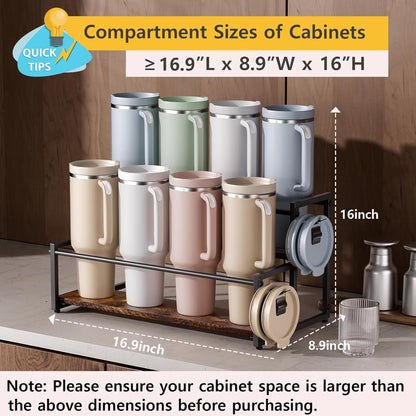 MOJOHAND Water Bottle Organizer for Full Stanley and Others' Large Tumbler Organization, Pantry Kitchen Organizers and Storage for Cup Accessories, Water Bottle Holder Wine Rack - 3 Tier Hold 12