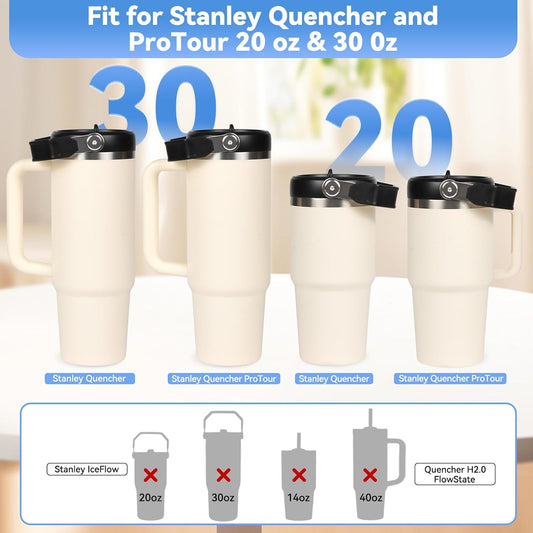 Flip Straw Lid for Stanley 30oz and 20oz, Leak Proof Top Replacement with Handle for 30&20 oz Stanley Quencher and ProTour, Detachable No Spill Lids Reusable Lids Accessories for StanleyCup, Rose