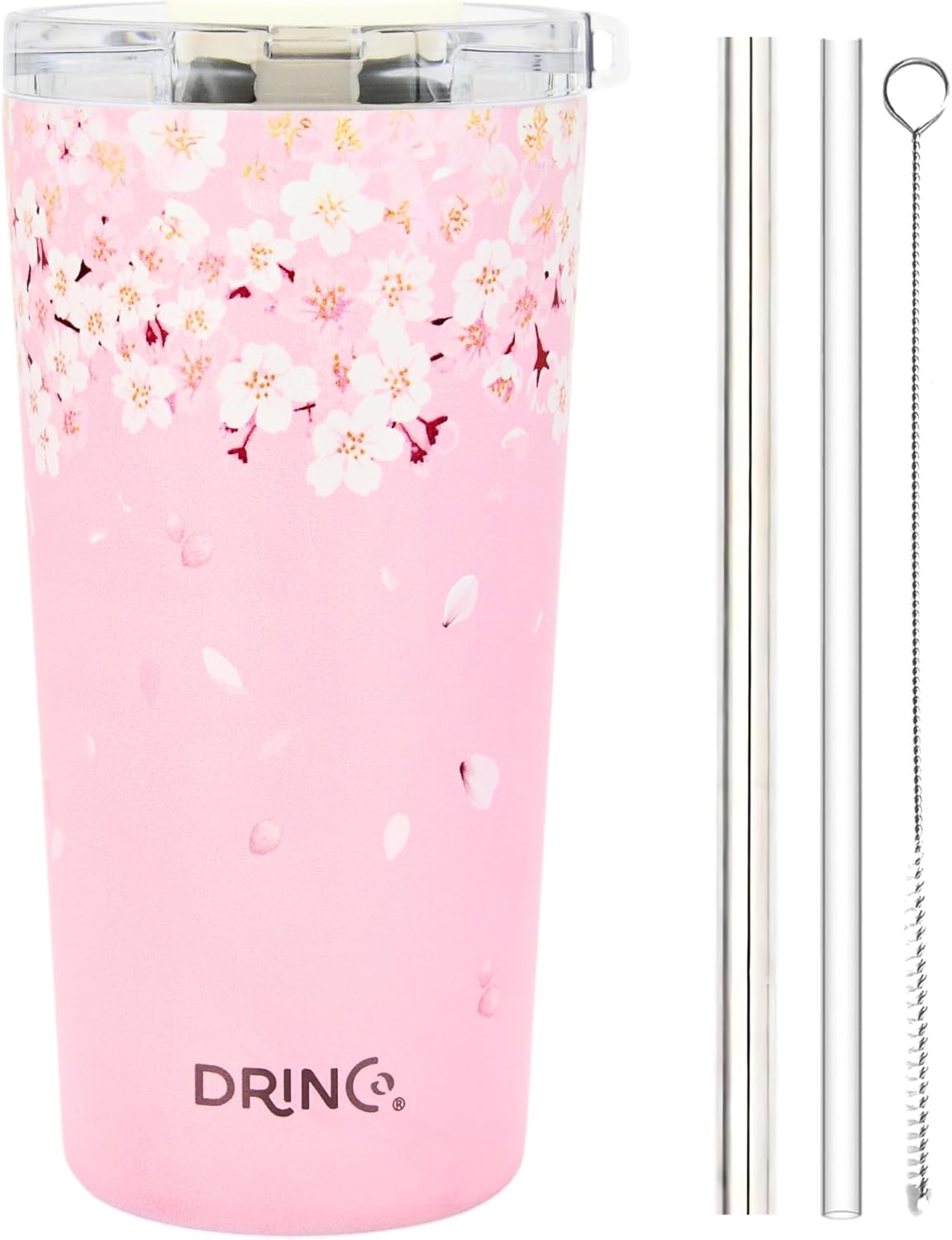Drinco - 20 oz Stainless Steel Tumbler | Double Walled Vacuum Insulated Mug With Lid, 2 Straws, For Hot & Cold Drinks (20oz Dragonfly)