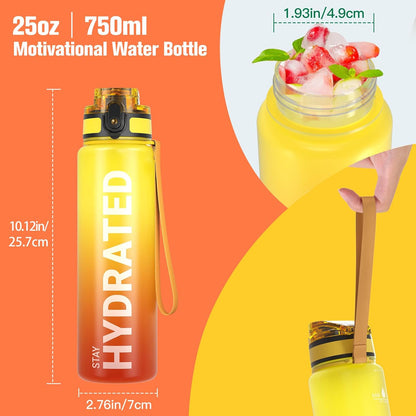 Sahara Sailor Water Bottle 32oz, Durable and Leakproof Water Bottles Motivational with Time Marker, Tritan, BPA Free, Wide Mouth with Easy Clean Brush for Gym, Travel, Home, School, Office (1 Bottle)