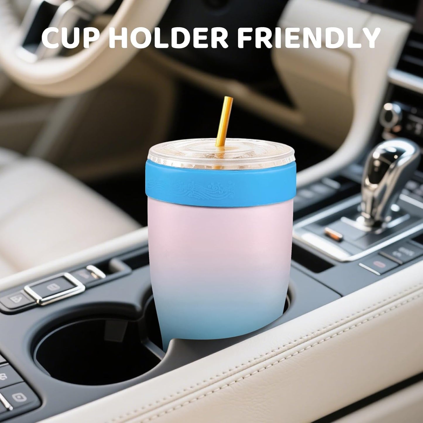 Universal Iced Coffee Sleeve,32oz Double Wall Stainless Steel Insulator Fits 16-32oz Starbucks/Dunkin/McDonalds Cups,Reusable Iced Coffee Cup Holder,Leak-Proof Tumbler for Hot,Cold Drink