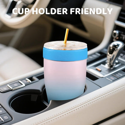 Universal Iced Coffee Sleeve,32oz Double Wall Stainless Steel Insulator Fits 16-32oz Starbucks/Dunkin/McDonalds Cups,Reusable Iced Coffee Cup Holder,Leak-Proof Tumbler for Hot,Cold Drink