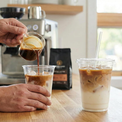 16 OZ Plastic Cups with Lids and Straws, 25 Clear Disposable Coffee Cups With Lids 16 OZ Disposable Cold Brew Cup for Parfait, Bubble Tea, Smoothies