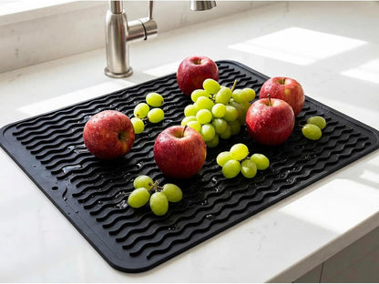 MicoYang Silicone Dish Drying Mat for Multiple Usage,Easy clean,Eco-friendly,Heat-resistant Silicone Mat for Kitchen Counter,Sink,Bar,Bottle,or Cup Green M 17 inches x 6 inches