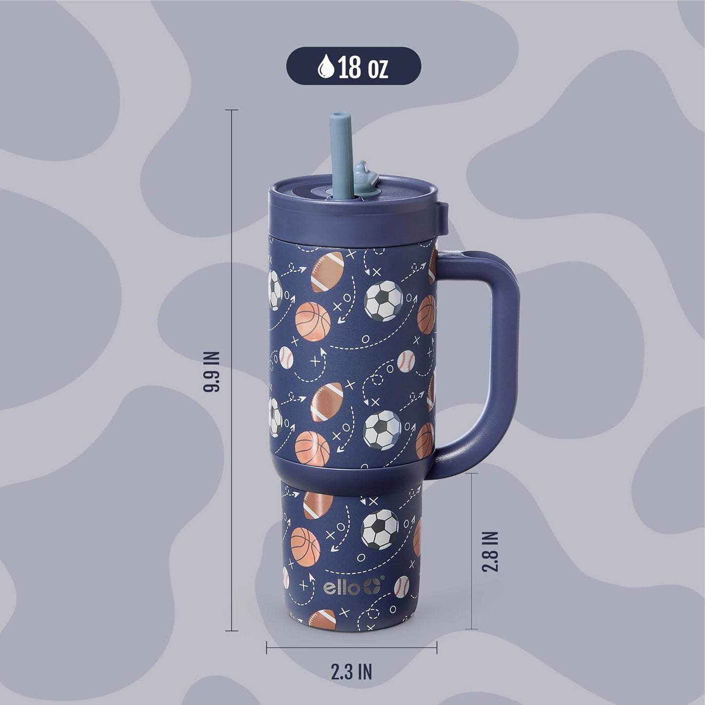 Ello Oasis 18oz Kids Tumbler with Handle & Retracting Straw, 100% Leakproof Reusable Insulated Stainless Steel Cup, Gifts for Teens Girls Boys, Keeps cold for 18 Hours, Cup Holder Friendly, Glacier