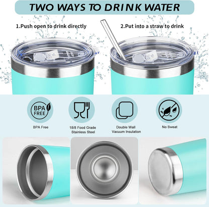 20oz Tumbler with Straw and Brush, Stainless Steel Vacuum Insulated tumbler, Double Wall Insulated Coffee Tumbler for Outdoor, Home, Travel,Office (Buff,1pcs)