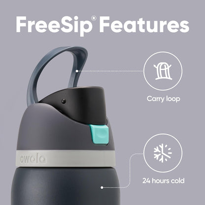 Owala FreeSip Insulated Stainless Steel Water Bottle with Straw, BPA-Free Sports Water Bottle, Great for Travel, 32 Oz, Denim