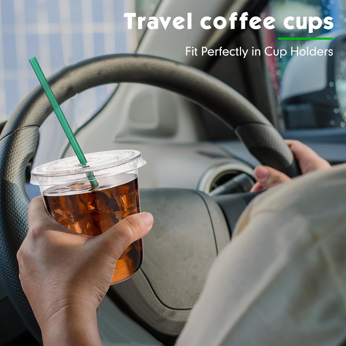 Baderke 25 Set Plastic Cups with Lids and Straws, Disposable Plastic Iced Coffee Cup for Cold Beverage Juice Smoothie Crystal for Coffee Shops Party Catering(Clear,16 oz)