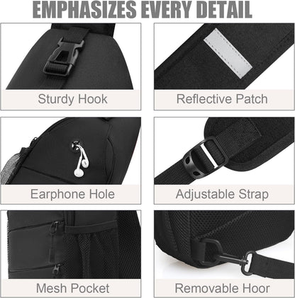 Pritent Crossbody Bags for Women Men Trendy Sling Bag Backpack Casual Chest Bag with Convertible Shoulder Strap