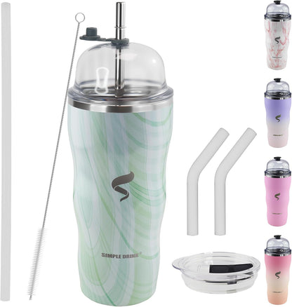 20Oz Insulated Tumbler With Straw And Lid, Stainless Steel Coffee Cup, Double Wall Vacuum Travel Mug,Spill proof Iced Coffee Tumbler, Beach tumbler, Green Red Tumbler