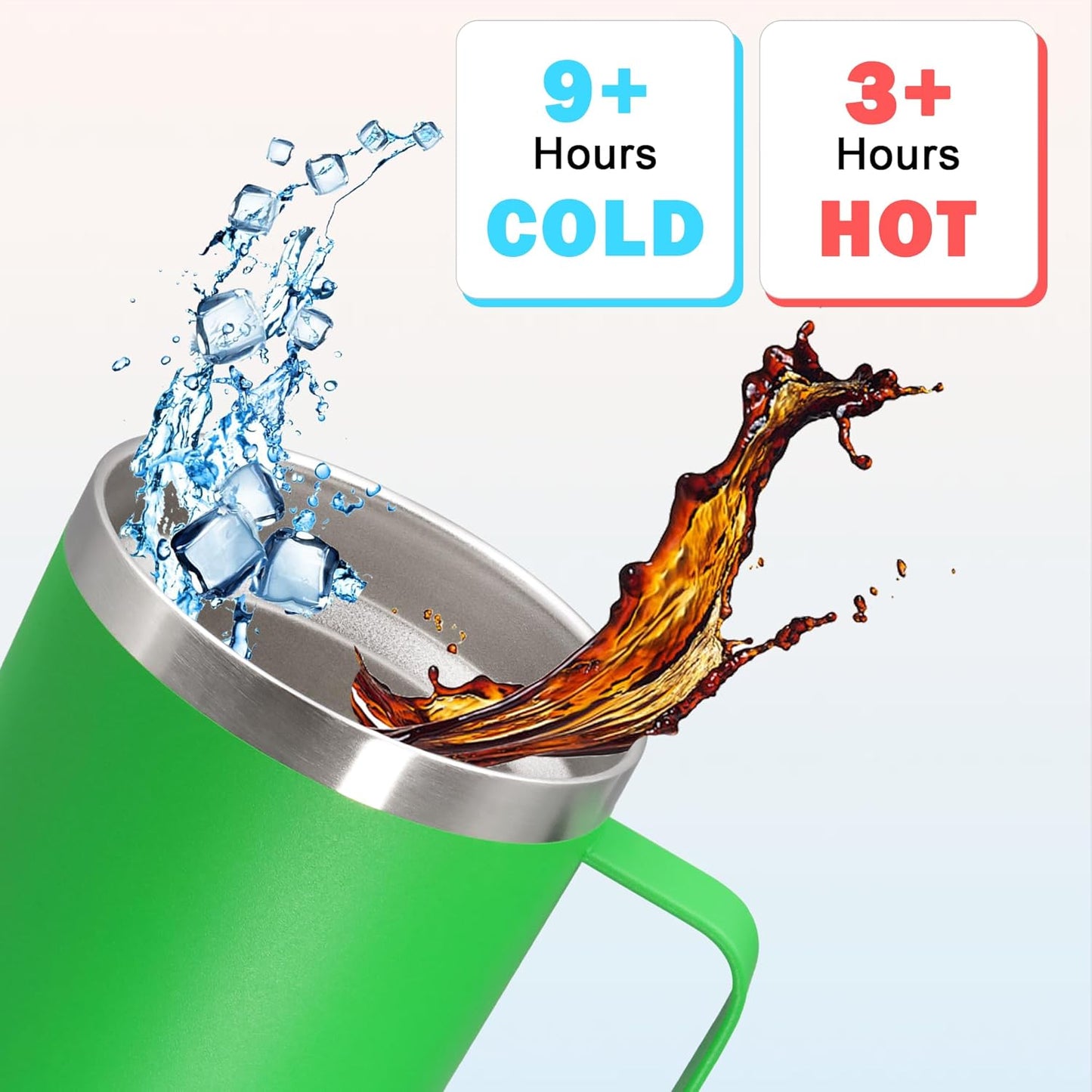 20 oz Tumbler with Handle and Lid, Stainless Steel Tumbler Insulated Travel Coffee Mug, Spill Proof Double Wall Vacuum Tumbler Cup Keep Drink Hot & Cold,White, 1 Pack