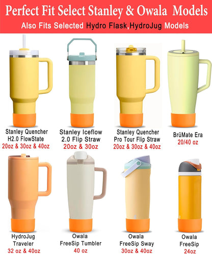 KTKUDY 2Pcs Silicone Boot for Stanley Quencher Tumbler 30 oz 40 oz & IceFlow 20 oz 30 oz & Fit Owala Freesip Water Bottle & Fit Hydro Flask & More - Cup Bottom Accessories Fit Stanley Cup