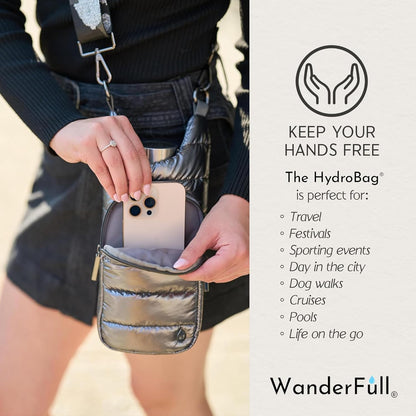 WanderFull Original HydroBag Fits Up to 32 oz Water Bottle Holder with Strap – Hands-Free Crossbody Water Bottle Carrier Bag with Phone Pocket - Colors A