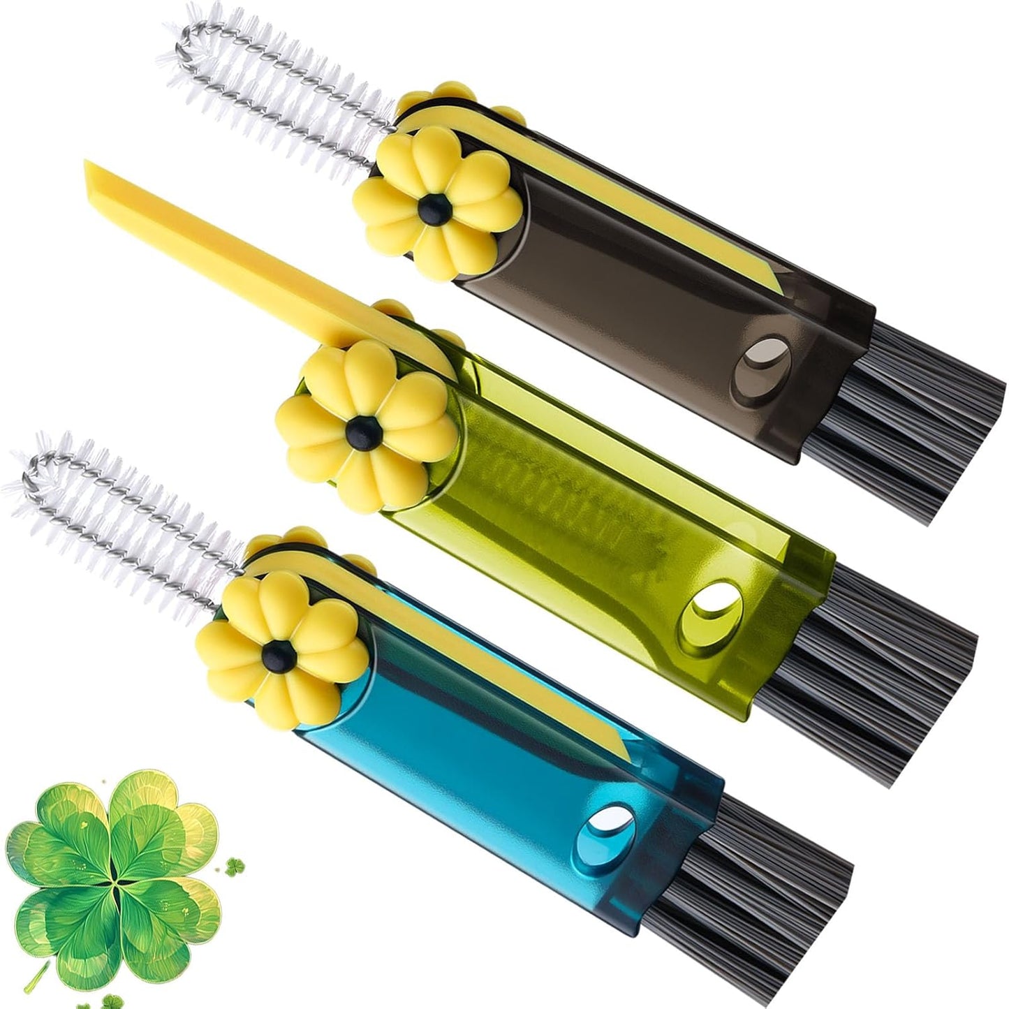 4 in 1 Cup Lid Cleaning Brush - Multifunctional Water Bottle Crevice Cleaning Brush, Portable Cup Lid Brush, Home Kitchen Crevice Brush Tools for Tiny Cup Lid Detail, Bottle Tight Spaces Cup (3 PCS)
