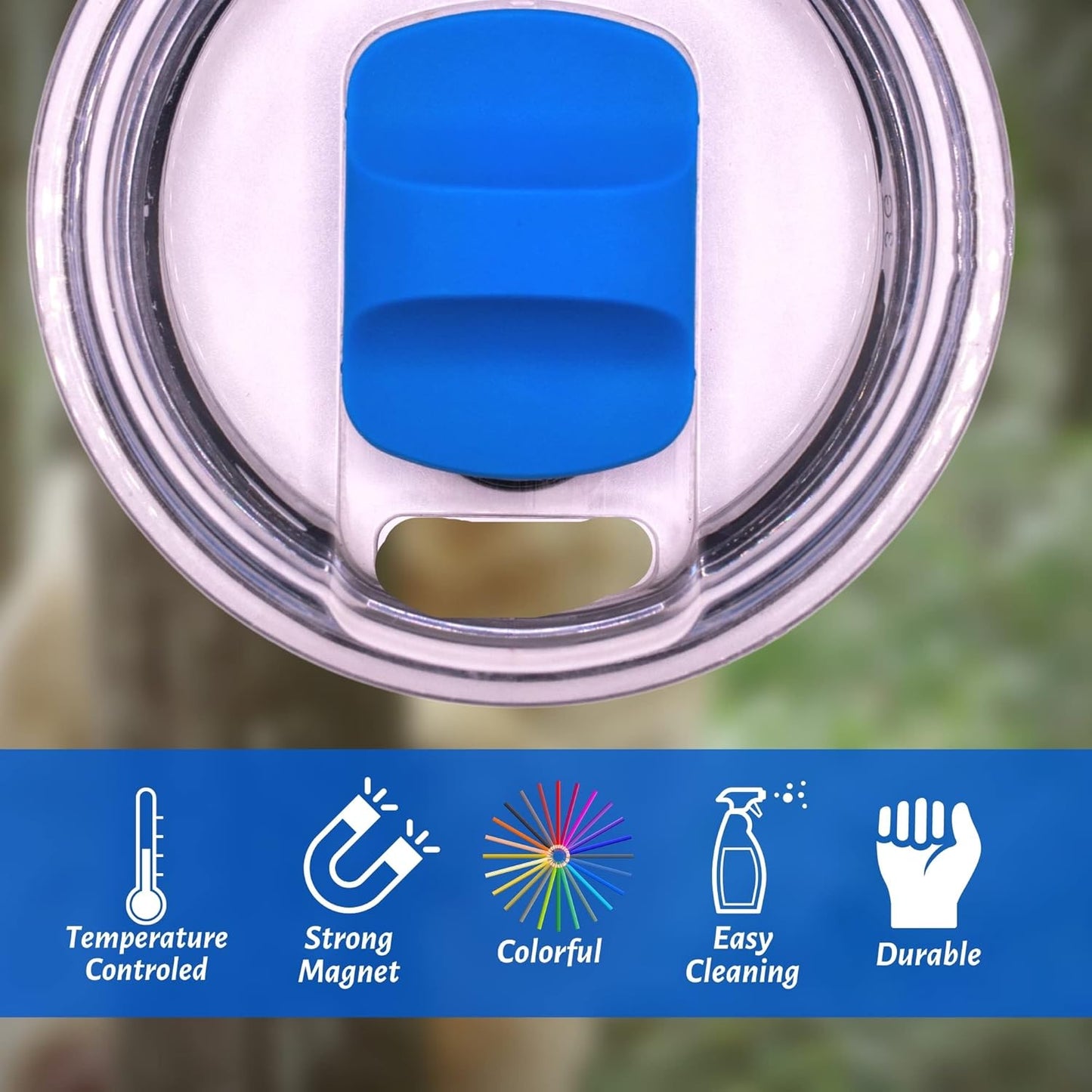 Magnetic Slider Replacement for Yeti Tumblers | 3 Pack Magnetic Lid Sliders, Compatible with 10oz, 16oz, 20oz, 26oz, 30oz Yeti Cups | Durable, Reusable, Colorful, Easy Snap-In Installation