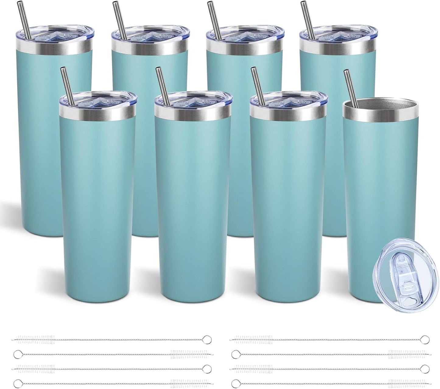 20 oz Skinny Tumblers with Lid and Straw,Stainless Steel Vacuum Insulated Tumbler Cup Double Wall Travel Coffee Mug, Thermal Water Tumbler for Hot and Cold Drinks(Rose Gold,1)