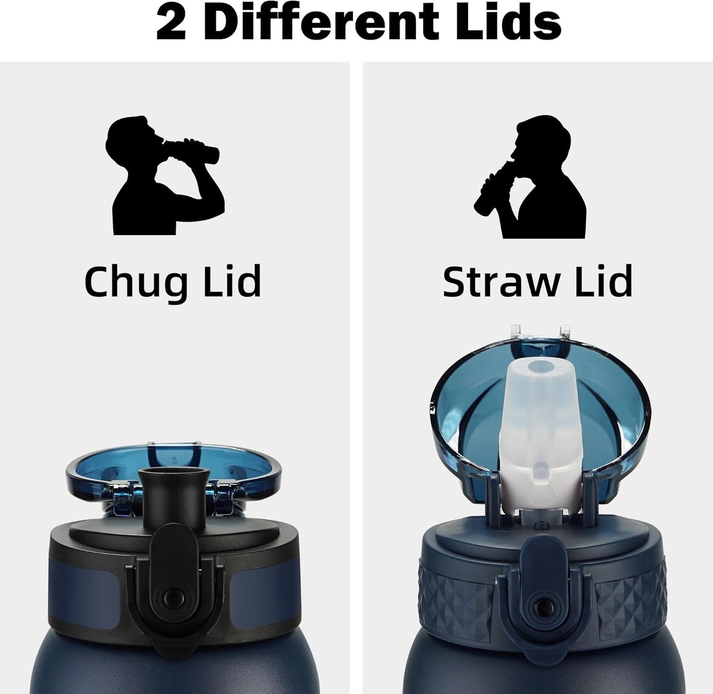 Oldley Insulated Water Bottle 20oz for Adults Kids Stainless Steel Water Bottles with Straw/Chug/Carabiner 3 Lids Fruit Strainer Double Wall Vacuum Wide Mouth BPA Free Leak-Proof for School Travel