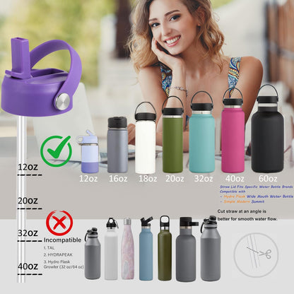 RRegeny Straw Lid for Hydro Flask Wide Mouth 32 40 oz, Lids with Flexible Handle compatible with HydroFlask, Replacement Sports Flex Cap Wide Mouth Top