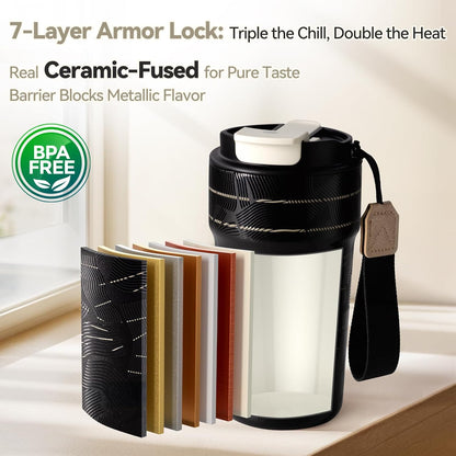 20oz Artic Ceramic Lined Coffee Tumbler, 3D Floral Print Design, Insulated Stainless Steel Travel Mug with Lid and Straw, BPA-Free Leak-Proof for Hot & Iced Coffee Tea, Unique Gifts for Women