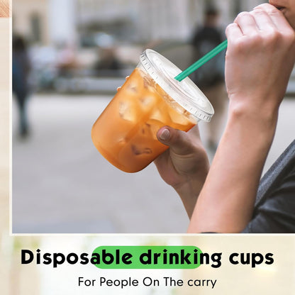 Baderke 25 Set Plastic Cups with Lids and Straws, Disposable Plastic Iced Coffee Cup for Cold Beverage Juice Smoothie Crystal for Coffee Shops Party Catering(Clear,16 oz)