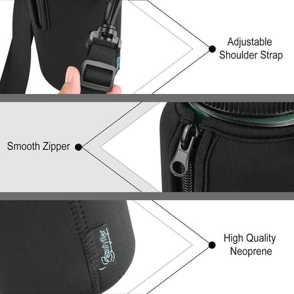 Beautyflier Neoprene Water Bottle Sleeve Insulator Cooler, Compatible with Nalgene Water Bottle 32 OZ, with Adjustable Shoulder Strap for Hydro Flask Wide Mouth Bottle 32oz, etc.