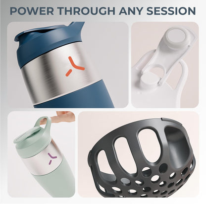 32oz Stainless Steel Protein Shaker Bottle – Leak-Proof Metal Shaker Cup with Snap-Fit Agitator for Smooth, Clump-Free Shakes – BPA-Free, Odor Resistant, Easy to Clean