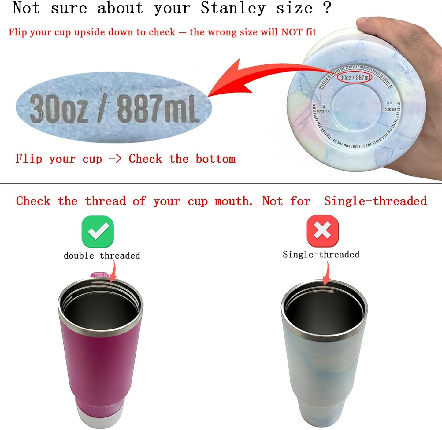 2 Pack 40 oz Leak Proof Lid Fit for Stanley Quencher H2.0 40oz (Only), Stanley Cup Accessories, Flip Straw Lid Replacement 40 oz, BPA Free, Leakproof, No Spill Tumbler Top Cover (Beige, Beige) - Colors A