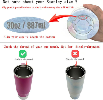 30oz Leak Proof Lid for Stanley Quencher H2.0 Tumbler, Flip Straw Lid Replacement 30 oz Tumbler No Spill Cover Top for Stanley Protour Stanley Cup Accessories, 2 Pack(Cream,Light Nectarine) - Colors B