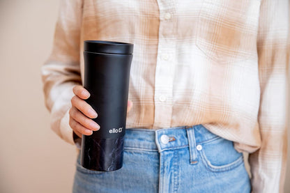 Ello Miri 16oz Vacuum Insulated Stainless Steel Travel Mug, Leak-Proof Slider Lid, Keeps Hot for 5 Hours, Perfect for Coffee or Tea, BPA-Free, Fits Most Cupholders, Holiday Gift, Speckle