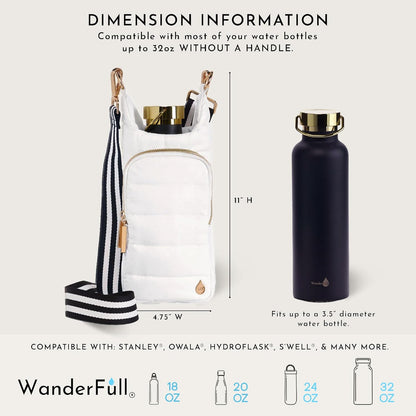 WanderFull Original HydroBag Fits Up to 32 oz Water Bottle Holder with Strap – Hands-Free Crossbody Water Bottle Carrier Bag with Phone Pocket - Colors B