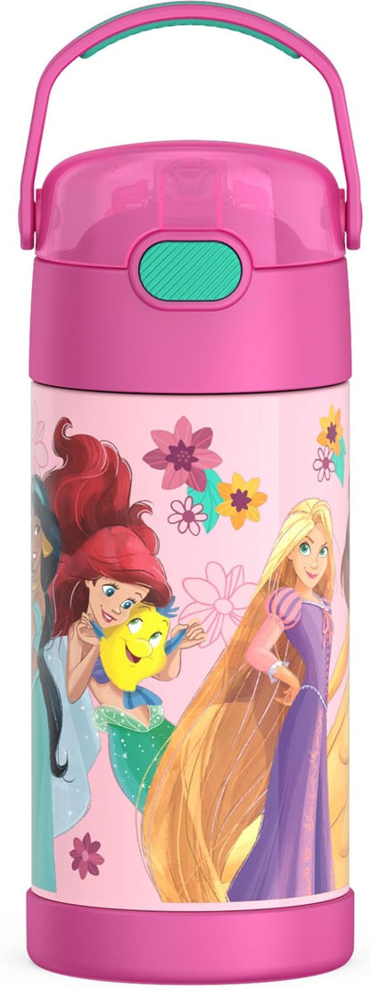 THERMOS FUNTAINER Water Bottle with Straw - 12 Ounce - Kids Stainless Steel Vacuum Insulated Water Bottle with Lid, Bluey - Colors B