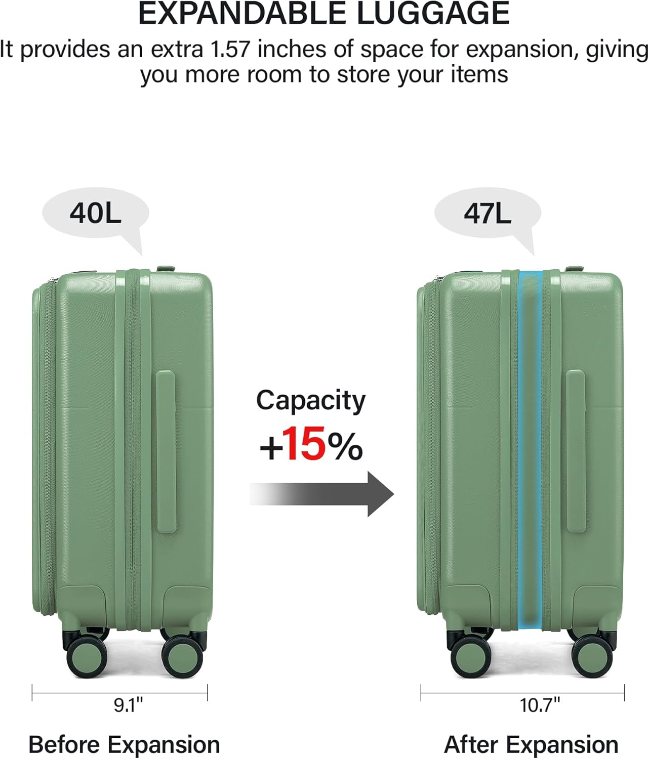 Hanke 20 Inch Expandable Carry On Luggage with Cup Holder 22x14x9 Airline Approved, Top Opening Hard Shell Suitcases with Wheels, Carry-On Travel Suitcase Trunk Luggage with Lock, Smoke White