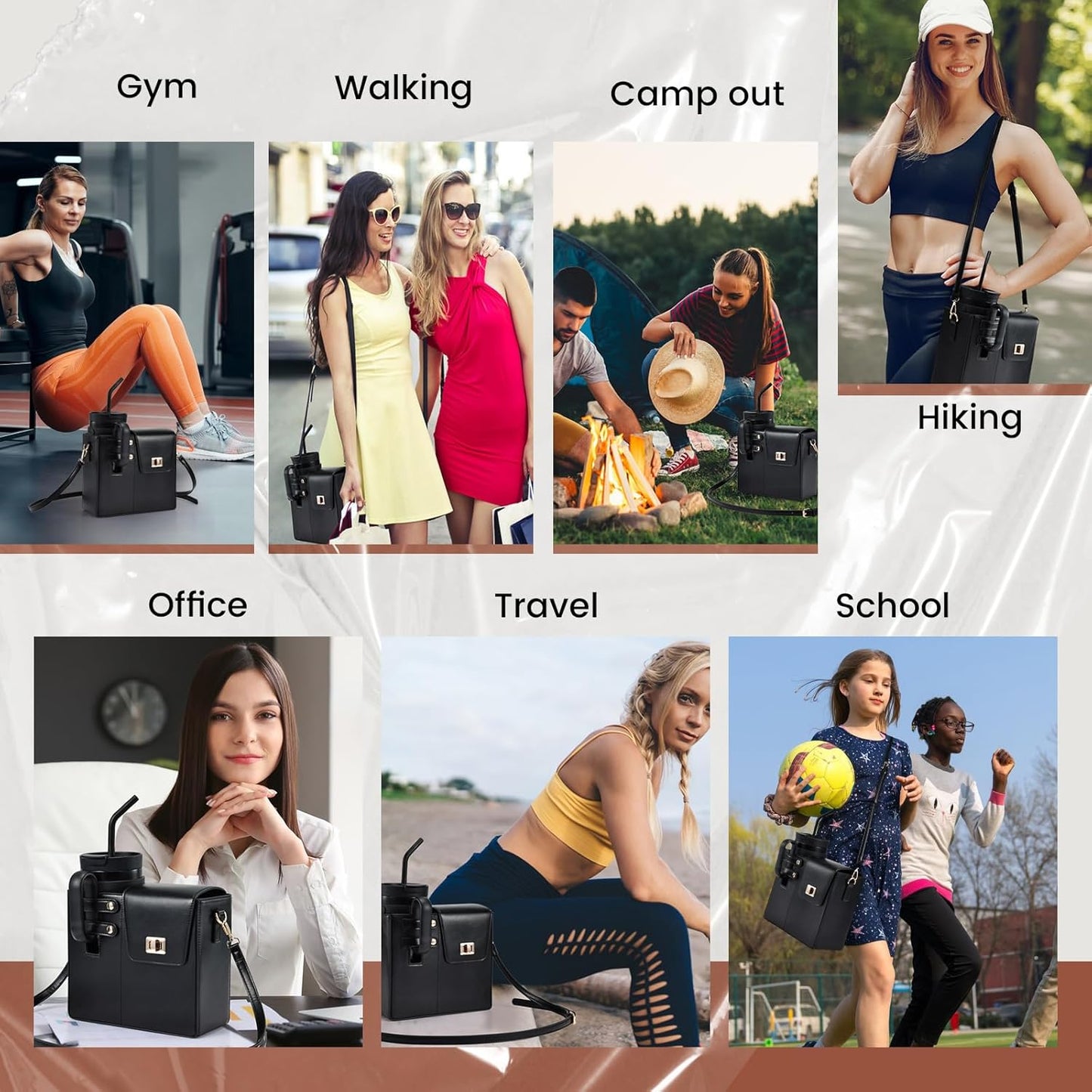 Outdoor Portable Crossbody Water Cup Purse Bag Water Bottle Carrier Bag with Phone Pocket Tumbler Carrier with Strap