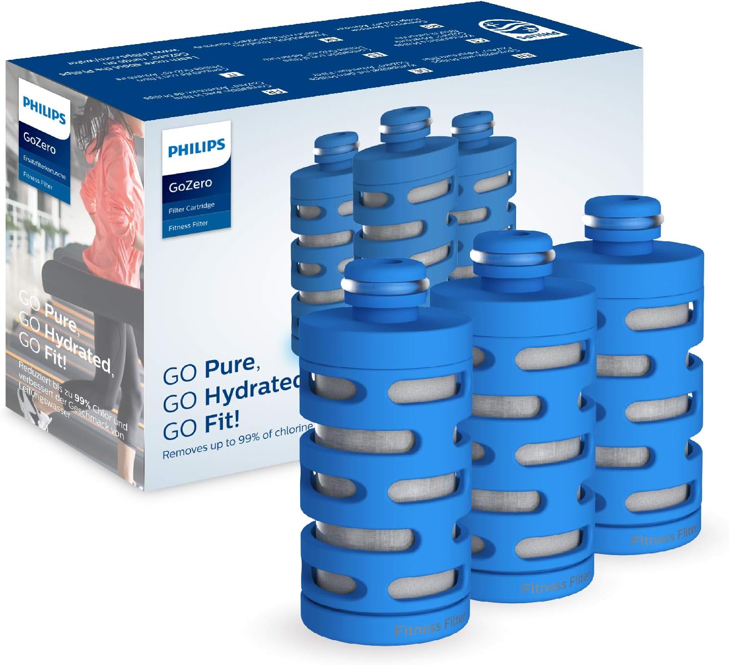 Philips Water GoZero Active BPA-Free Water Bottle with Fitness Tap Water Filter, Sport Squeeze Water Bottle, Lightweight, 24 oz with Fitness Filter, Plum