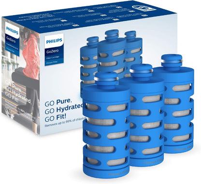 Philips Water GoZero Active BPA-Free Water Bottle with Fitness Tap Water Filter, Sport Squeeze Water Bottle, Lightweight, 24 oz with Fitness Filter, Plum